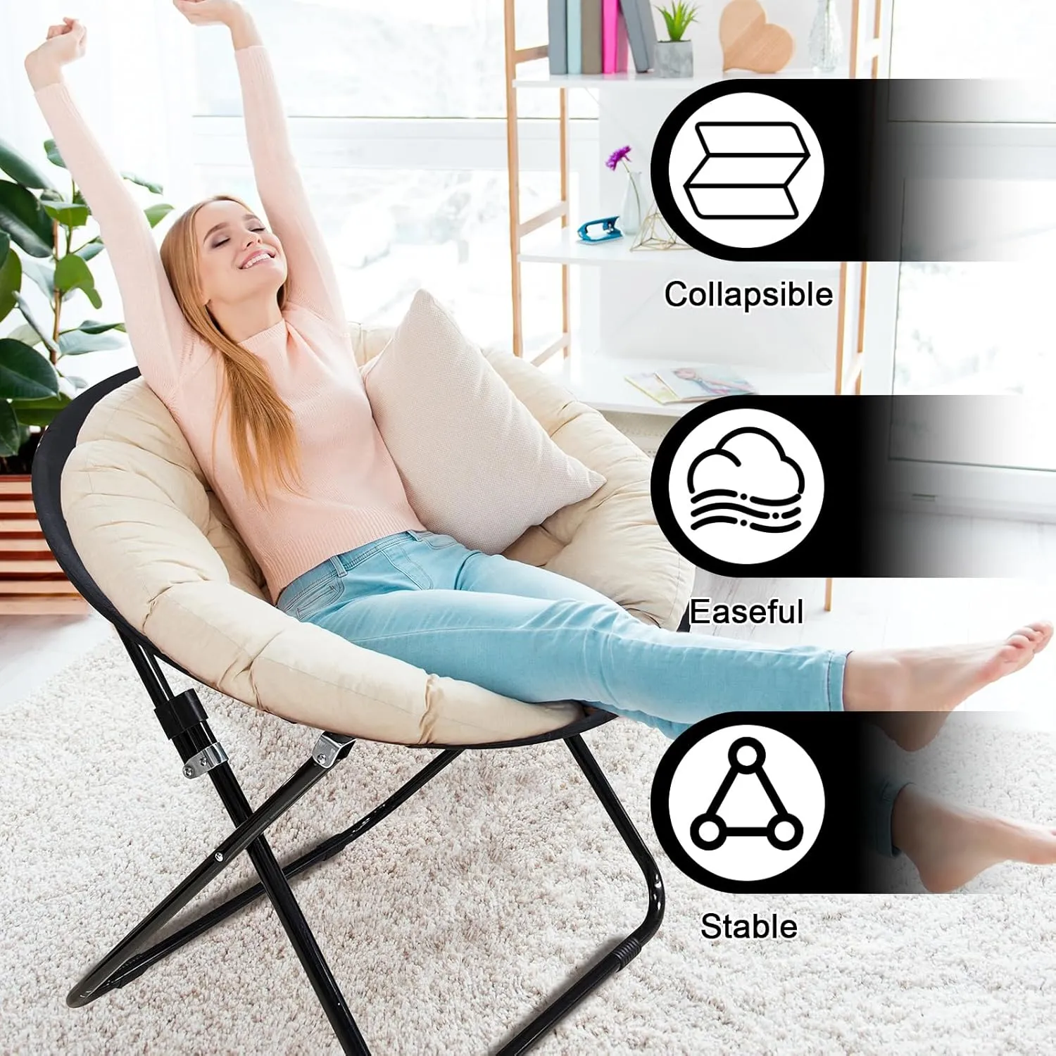 Ultimate Comfort Bungee Chair - Versatile Bunjo with Fun Bouncy Design - Circle Web for Relaxation and Fun - Foldable Trampoline Spider