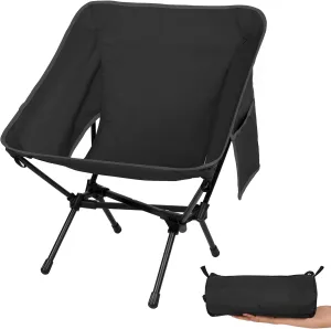 Ultralight Camping Chair, Support up to 330 LBS, Portable Folding Backpacking Chair for Outdoor Camp, Travel, Beach, Picnic, Hiking, Backpacking (Black)
