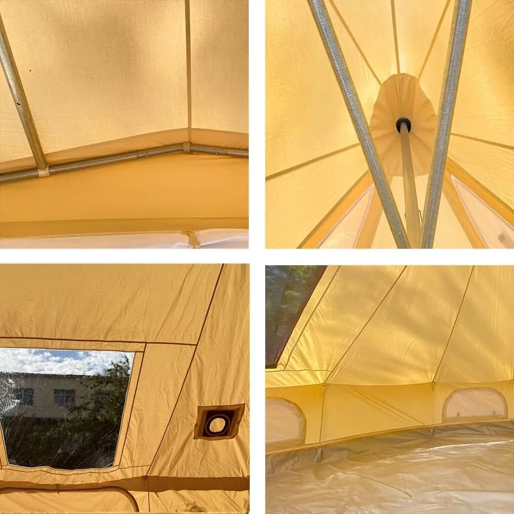 UNISTRENGH Large Waterproof 4 Season Cotton Canvas Bell Tent Glamping Yurt with Stove Jack Hole for 6-8 People Camping Hunting Hiking