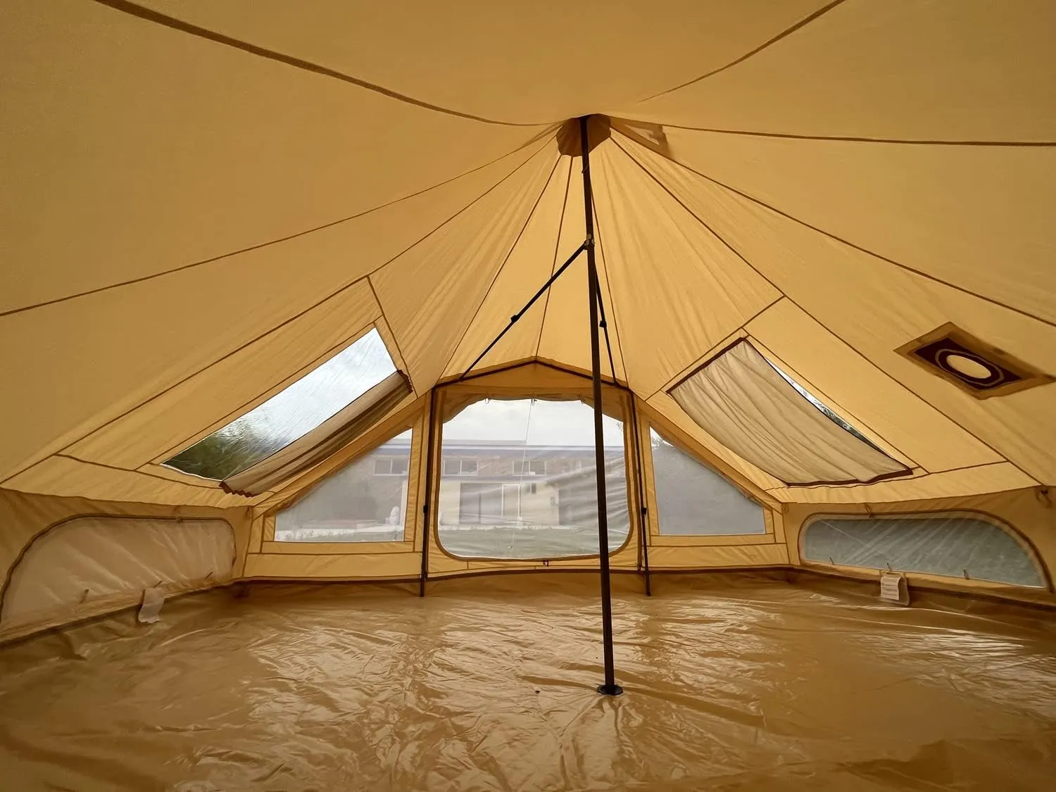 UNISTRENGH Large Waterproof 4 Season Cotton Canvas Bell Tent Glamping Yurt with Stove Jack Hole for 6-8 People Camping Hunting Hiking