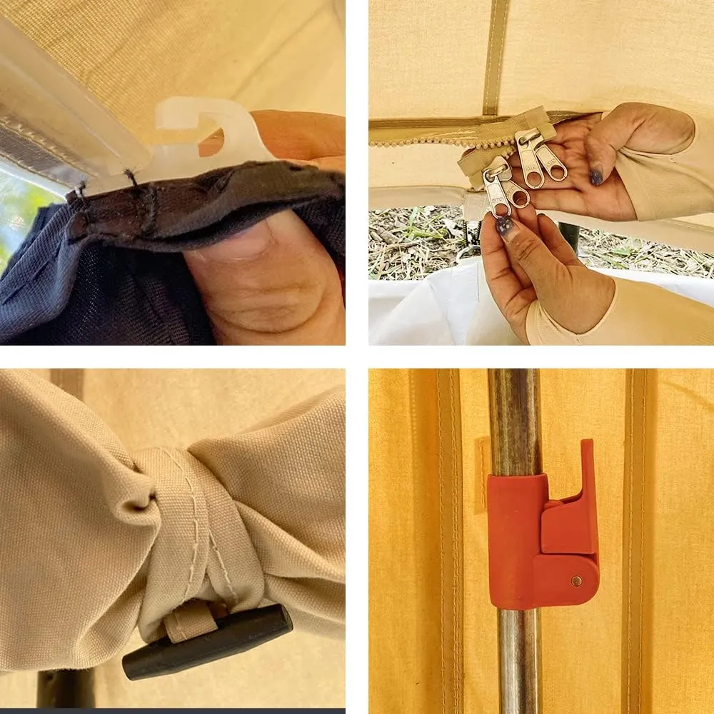 UNISTRENGH Large Waterproof 4 Season Cotton Canvas Bell Tent Glamping Yurt with Stove Jack Hole for 6-8 People Camping Hunting Hiking