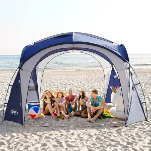 UNP Easy Beach Tent Pop Up Canopy UPF50  Tent with Side Wall, Ground Pegs, and Stability Poles, Sun Shelter Rainproof, Waterproof for Camping Trips, Backyard Fun, Party Or Picnics