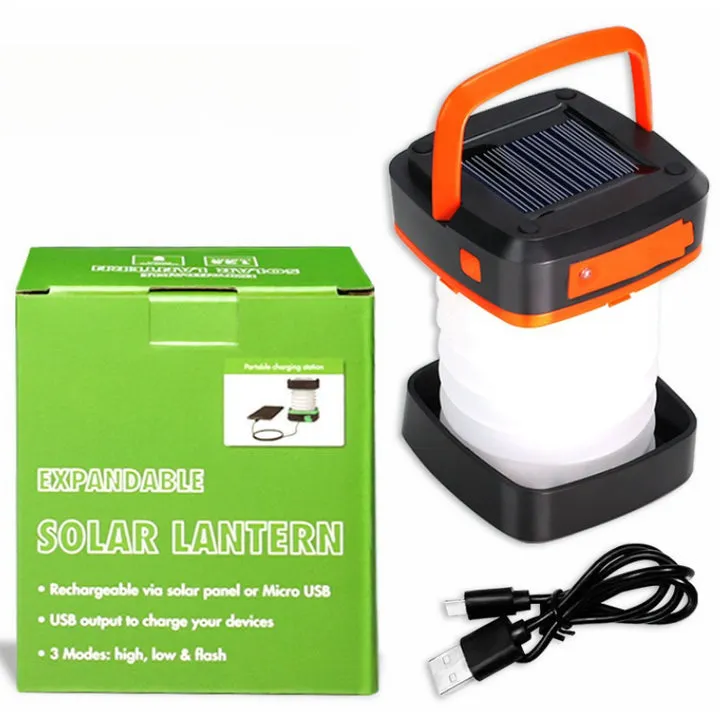 USB Wide assortment Collapsible Green LED Lantern - Solar Portable Camping Trackable Charging with Outdoor Light