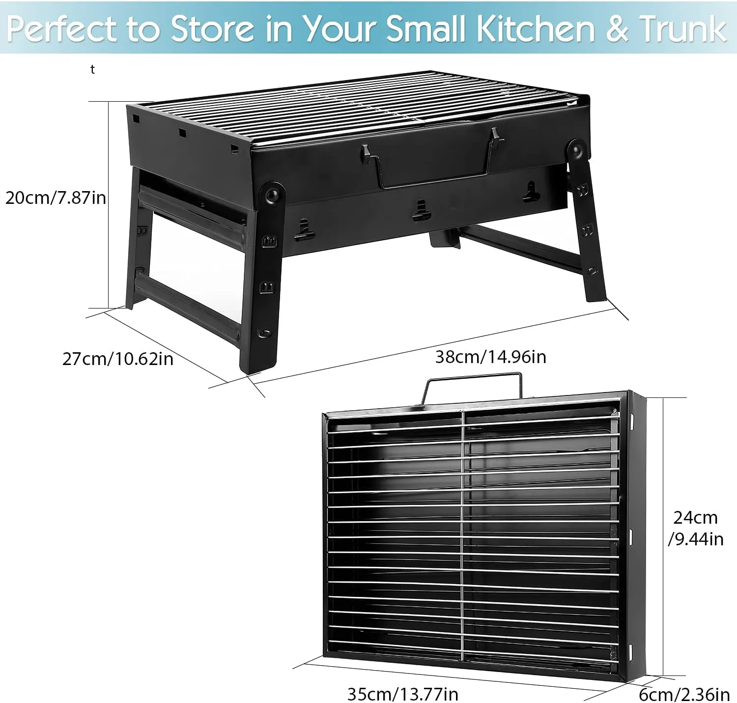 Uten Charcoal Grill, BBQ Grill Folding Portable Lightweight smoker Grill (Medium)