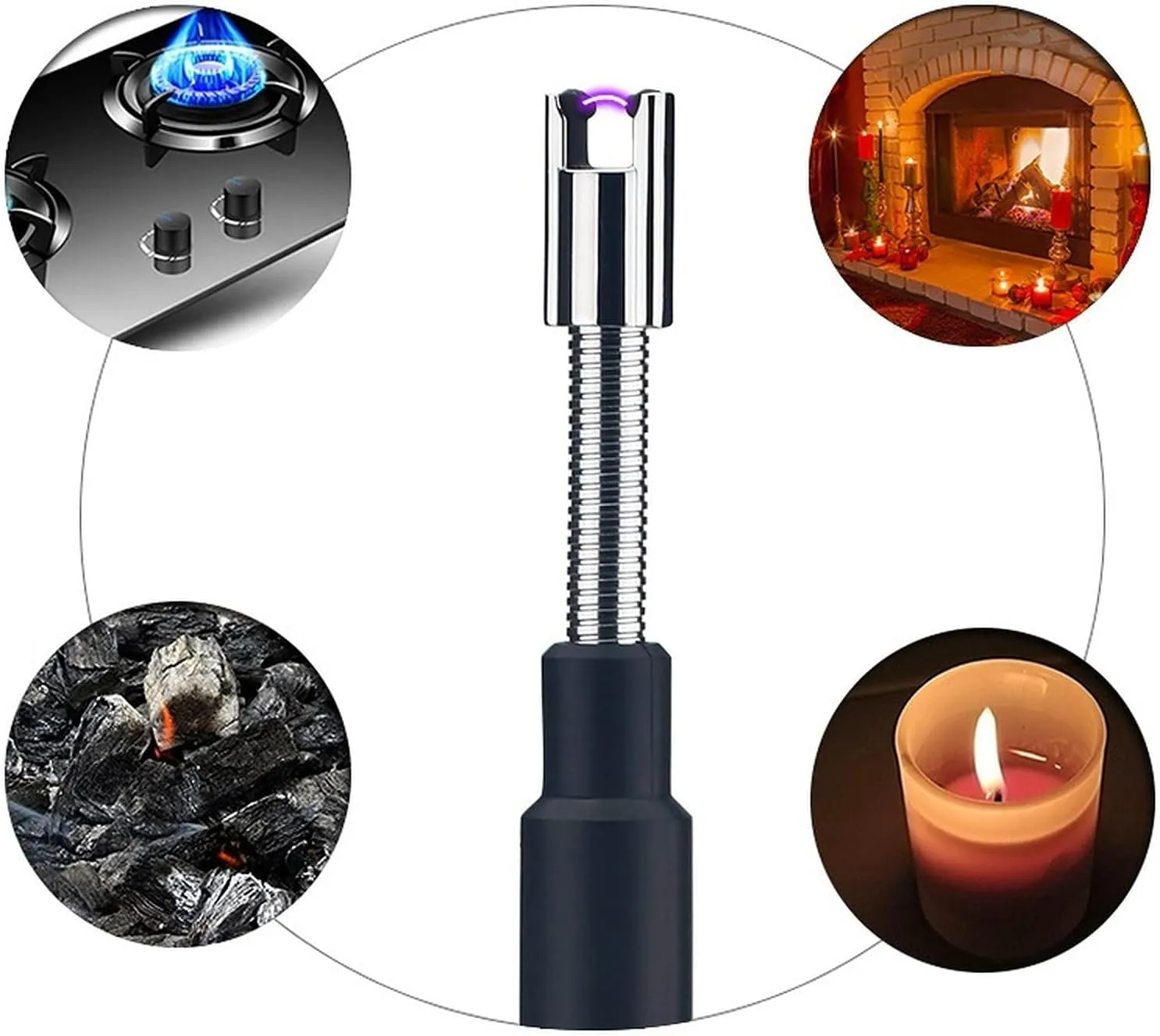 V2 Extendable 2.5 Feet Arc Extra Long Flameless Fireplace Stove Electric Candle Lighter, Long Neck for Pilot Light, Grilling, Firepit, Kitchen, BBQ (Blue)