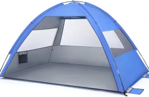 VANZACK Large UPF 50  Beach Tent – Portable Sun Shelter for Family, Camping & Vacation – Lightweight, Windproof with Sandbags & Ventilation (Navy)