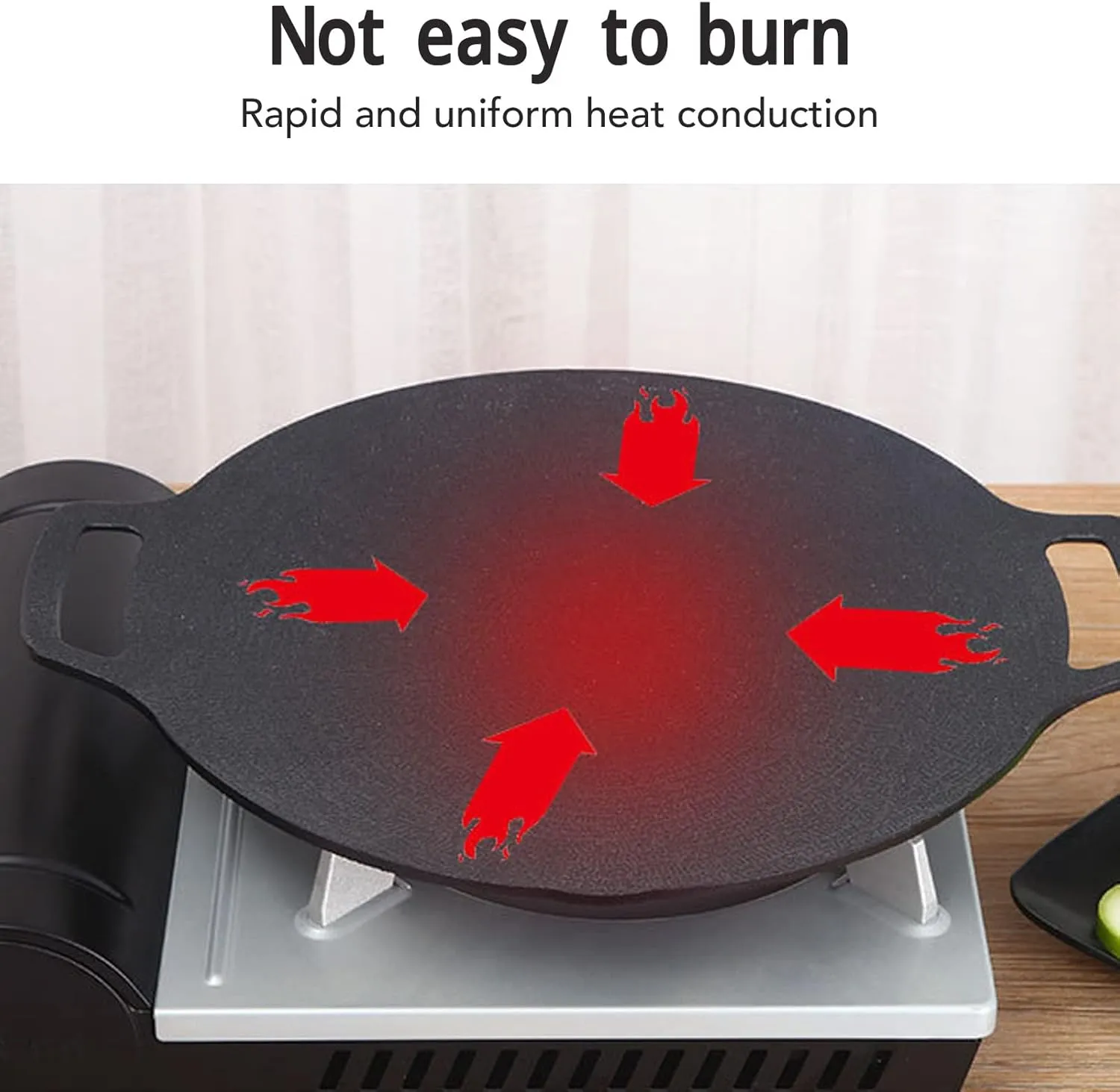 VBESTLIFE Korean Grill Pan, Double Handle Non Stick 6 Layer Coating Aluminum Alloy Gas Cooker Round BBQ Griddle for Outdoor Camping
