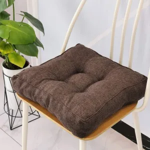 vctops Faux Linen Square Padded Chair Seat Cushion,Soft Solid Chair Pads,Comfortable Sitting for Office,Home or Car 20"x20" Dark Coffee