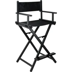 Ver Beauty Aluminum Makeup Artist Director Chair for Professional Beauty and Hair Stylist, Heavy Duty, Black Matte, 22.25" x 19.5" x 43.25"
