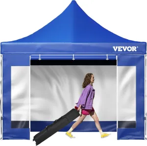 VEVOR 10x10 Pop Up Canopy Tent, Outdoor Canopy with Removable Sidewalls and Wheeled Bag, Instant Portable Shelter, UV-Resistant Waterproof Gazebo Patio Tents for Parties, Camping, Commercial, Blue