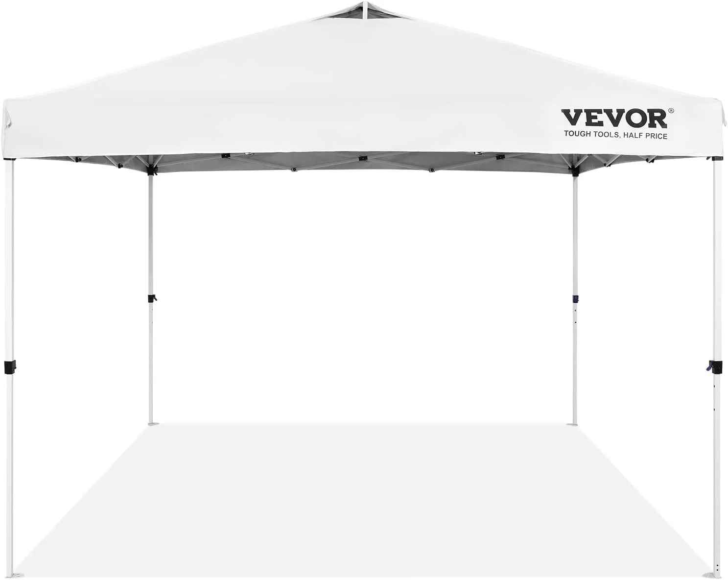 VEVOR Pop Up Canopy Tent, 10 x 10 ft, 250 D PU Silver Coated Tarp, with Portable Roller Bag and 4 Sandbags, Waterproof and Sun Shelter Gazebo for Outdoor Party, Camping, Commercial Events, White
