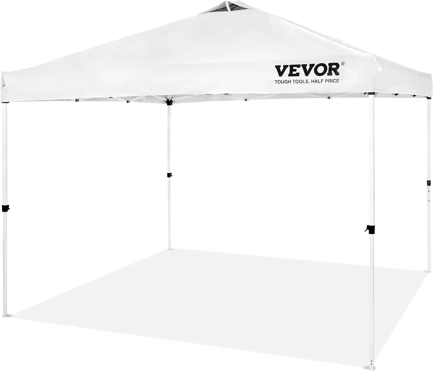 VEVOR Pop Up Canopy Tent, 10 x 10 ft, 250 D PU Silver Coated Tarp, with Portable Roller Bag and 4 Sandbags, Waterproof and Sun Shelter Gazebo for Outdoor Party, Camping, Commercial Events, White