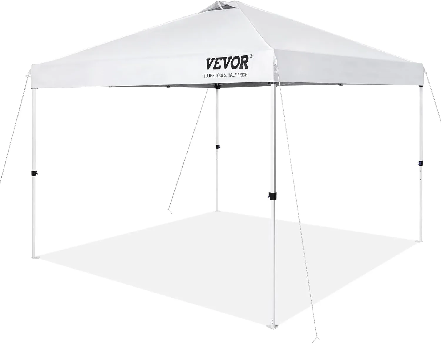 VEVOR Pop Up Canopy Tent, 10 x 10 ft, 250 D PU Silver Coated Tarp, with Portable Roller Bag and 4 Sandbags, Waterproof and Sun Shelter Gazebo for Outdoor Party, Camping, Commercial Events, White