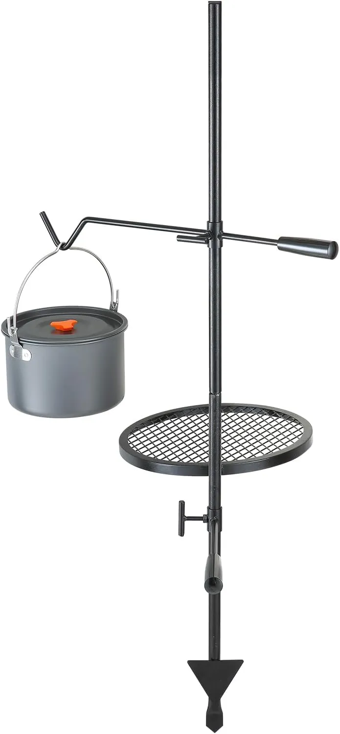 VEVOR Swivel Campfire Grill, Fire Pit Grill Grate over Fire Pits, Heavy Duty Steel Grill Grates, 360° Adjustable Open Fire Outdoor Cooking Equipment, Portable Camp Fire Racks for Camping Outdoor BBQ