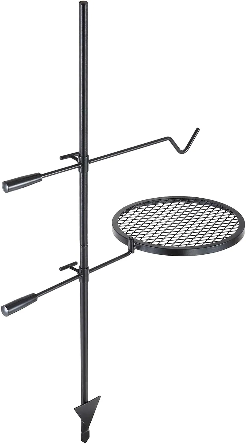 VEVOR Swivel Campfire Grill, Fire Pit Grill Grate over Fire Pits, Heavy Duty Steel Grill Grates, 360° Adjustable Open Fire Outdoor Cooking Equipment, Portable Camp Fire Racks for Camping Outdoor BBQ