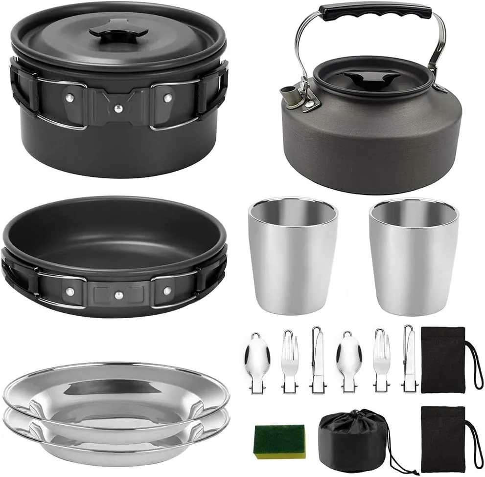 VICASKY 1set Camping Cookware Multipurpose Outdoor Kitchenware Handle Person Picnic Tray Portable Cooking Essentials for Camping and Picnics