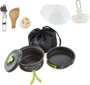 VICASKY Outdoor Picnic Cooking Pan Pot Aluminum Oxide Cookware Set Collapsible Bowls Portable Grill for Camping Hiking
