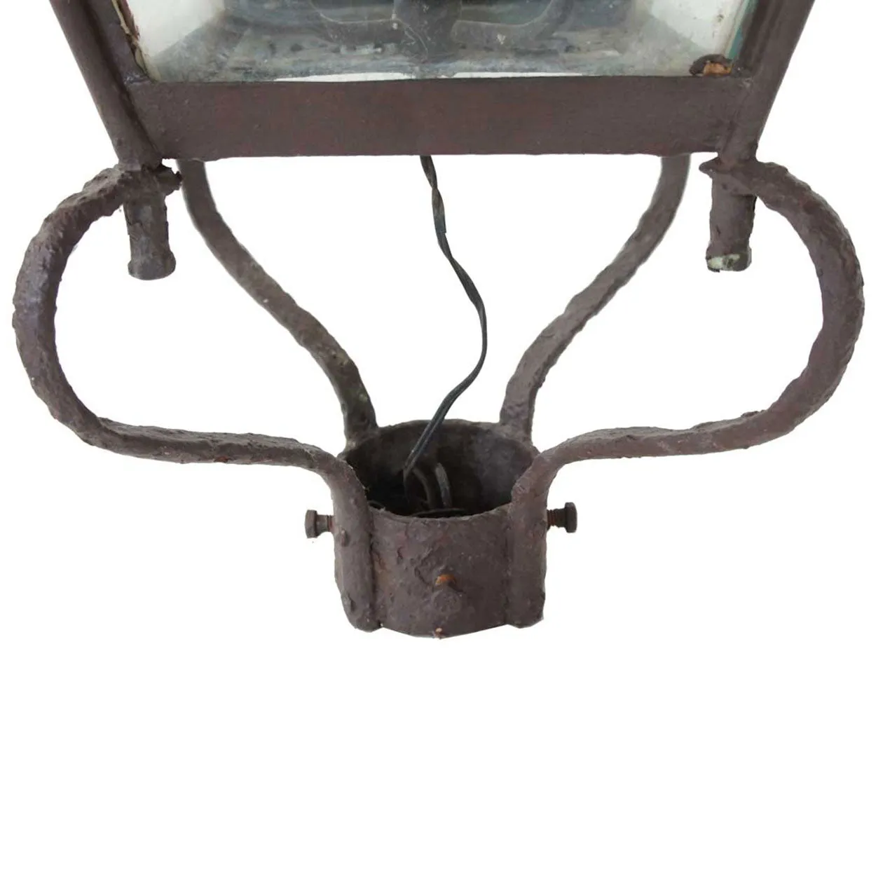 Victorian Copper and Glass Three-Light Street Post Lantern