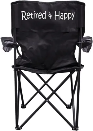 VictoryStore Outdoor Camping Chair, Retired and Happy Camping Chair with Carry Bag