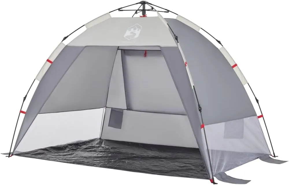 vidaXL Beach Tent 2-Person, Outdoor Shelter, Camping Tent for Garden Patio, Backpacking Tent, Beach Canopy, Gray Quick Release Waterproof