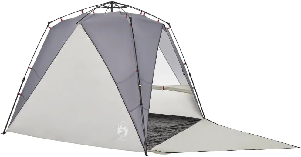 vidaXL Beach Tent 4-Person, Outdoor Shelter, Camping Tent for Garden Patio, Backpacking Tent, Beach Canopy, Gray Quick Release Waterproof
