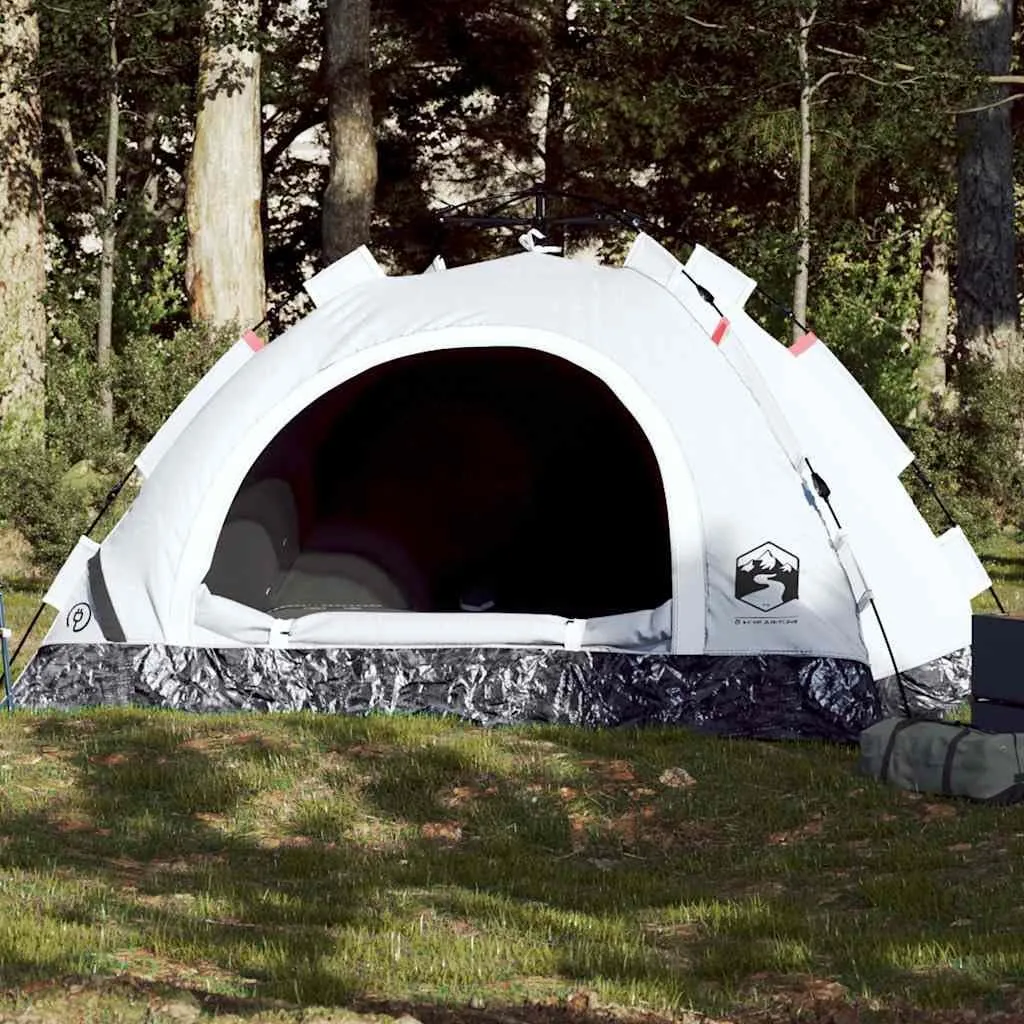 vidaXL Camping Tent 4-Person, Garden Shelter, Portable Canopy for Outdoor Patio Hiking, Lightweight Tent, White Blackout Fabric Quick Release