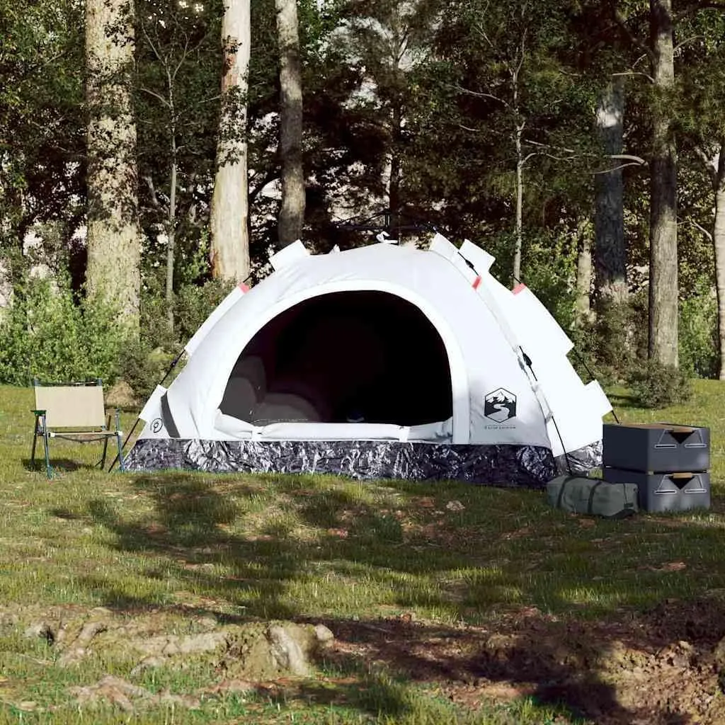 vidaXL Camping Tent 4-Person, Garden Shelter, Portable Canopy for Outdoor Patio Hiking, Lightweight Tent, White Blackout Fabric Quick Release
