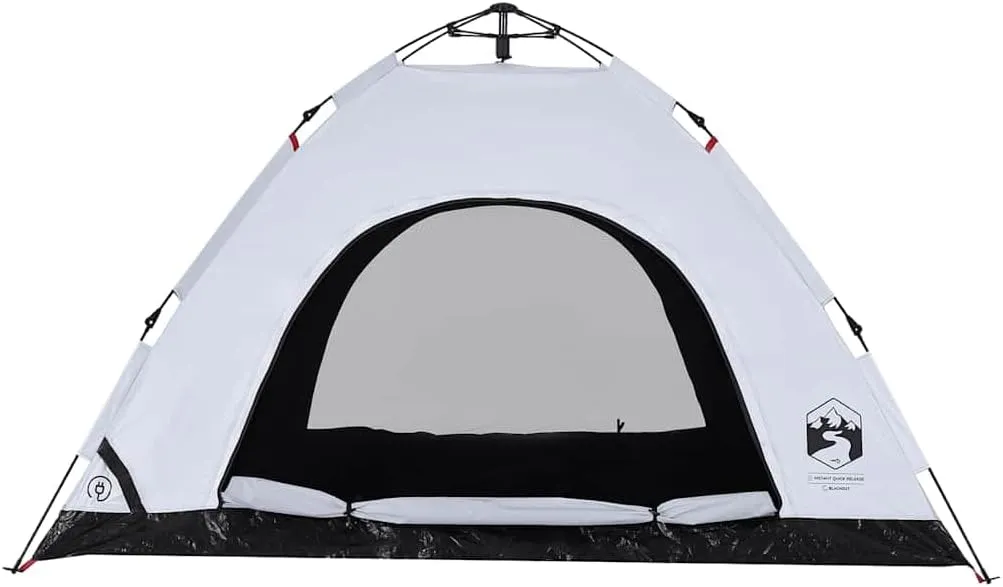vidaXL Camping Tent 4-Person, Garden Shelter, Portable Canopy for Outdoor Patio Hiking, Lightweight Tent, White Blackout Fabric Quick Release