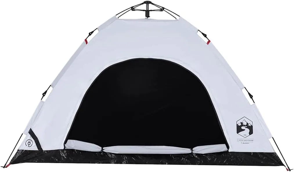 vidaXL Camping Tent 4-Person, Garden Shelter, Portable Canopy for Outdoor Patio Hiking, Lightweight Tent, White Blackout Fabric Quick Release