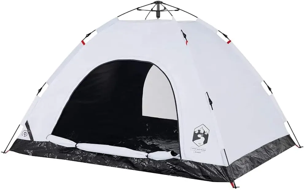 vidaXL Camping Tent 4-Person, Garden Shelter, Portable Canopy for Outdoor Patio Hiking, Lightweight Tent, White Blackout Fabric Quick Release