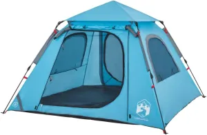 vidaXL Camping Tent Dome 4-Person, Garden Shelter, Portable Canopy for Outdoor Patio Hiking, Foldable Dome Tent, Blue Quick Release