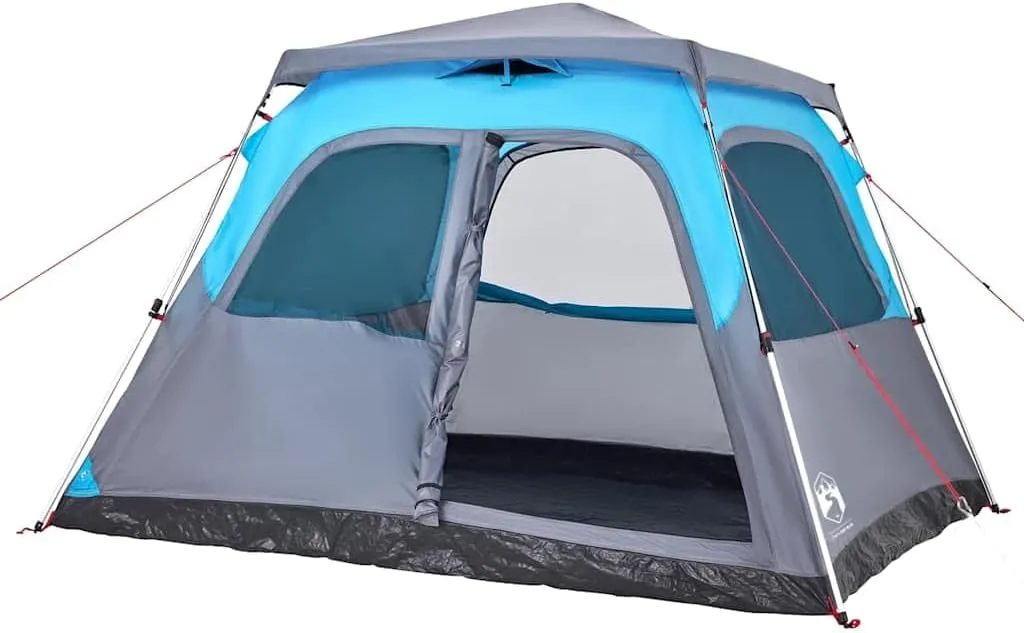 vidaXL Family Tent Dome 6-Person, Outdoor Shelter, Large Camping Tent for Festival Hiking, Garden Lightweight Tent, Blue Quick Release