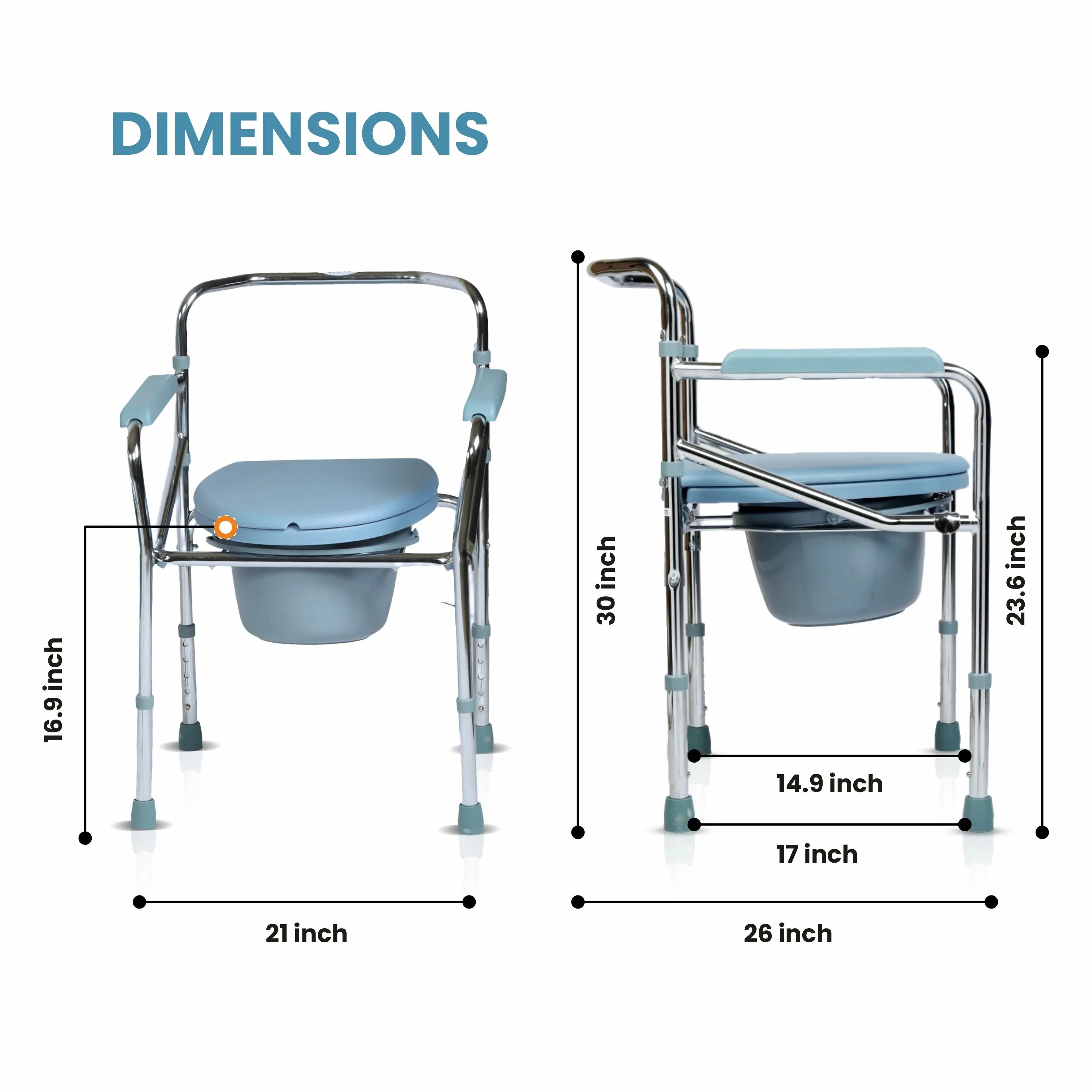 VMS Careline Foldable Commode Chair - CLASSIC