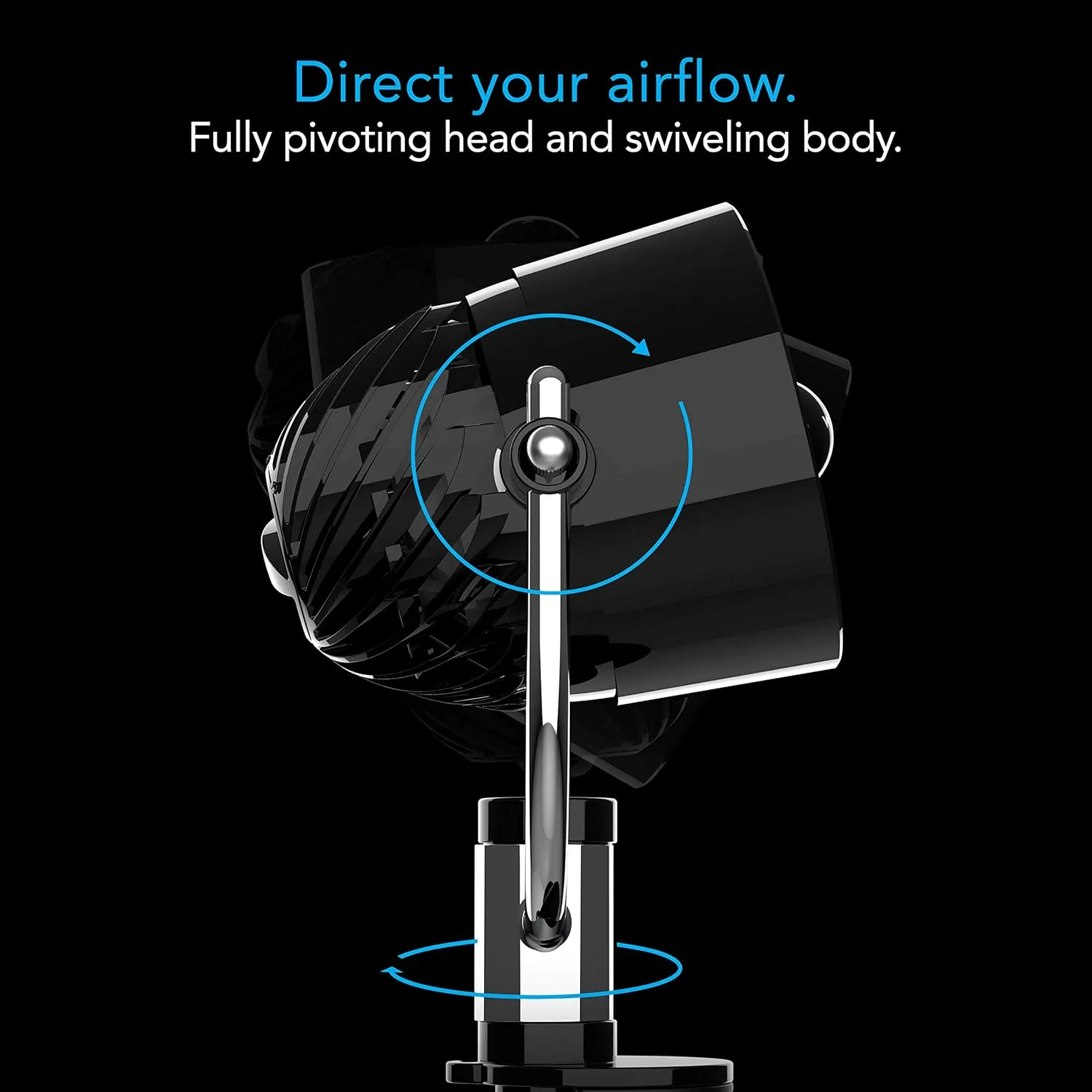 Vornado Pivot Clip Personal Air Circulator Fan with Multi-Surface Clip, Quiet Portable Fan for Office or Bedroom, 3 Speeds, Black