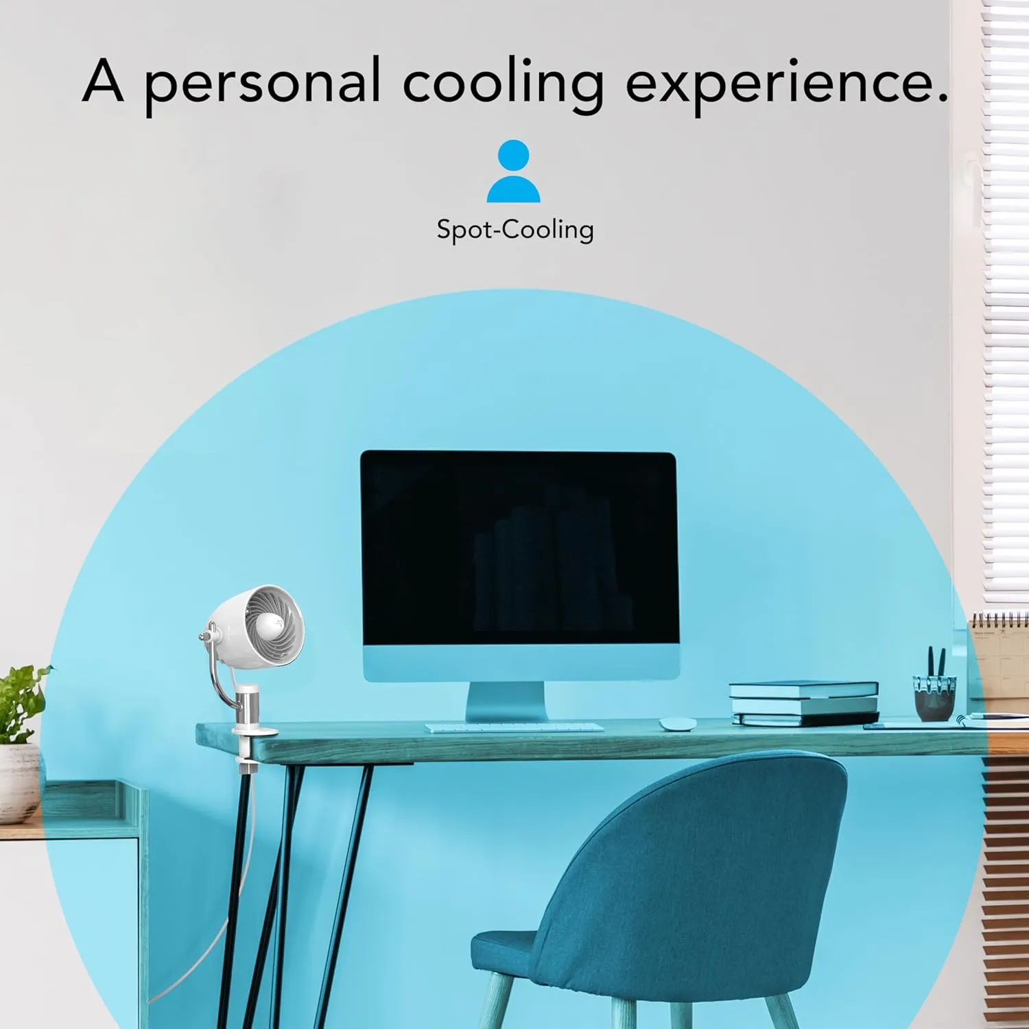 Vornado Pivot Clip Personal Air Circulator Fan with Multi-Surface Clip, Quiet Portable Fan for Office or Bedroom, 3 Speeds, Ice White