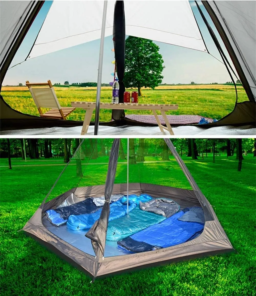 Waterproof 380CM/12.5ft Double Layers Family Tent Teepee Tent for Camping Hiking Hunting 4 Persons