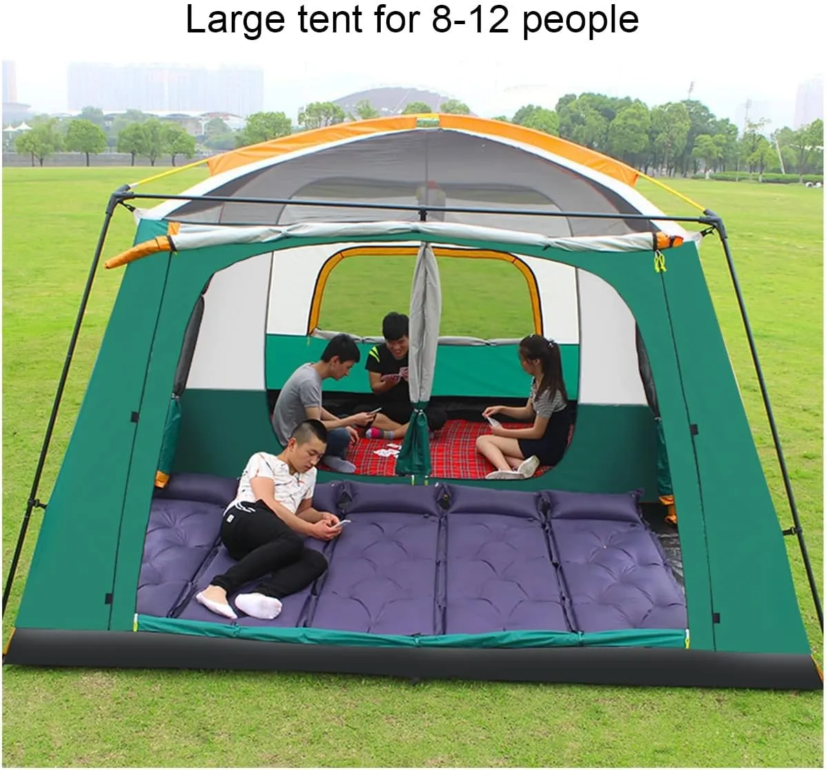 Waterproof Camping Tent,Family Tent with 3 Room 8-12 Person Large Tent 2 Bedroom Family Tent & Sun Shelter,Festival Essential for Outdoor Garden