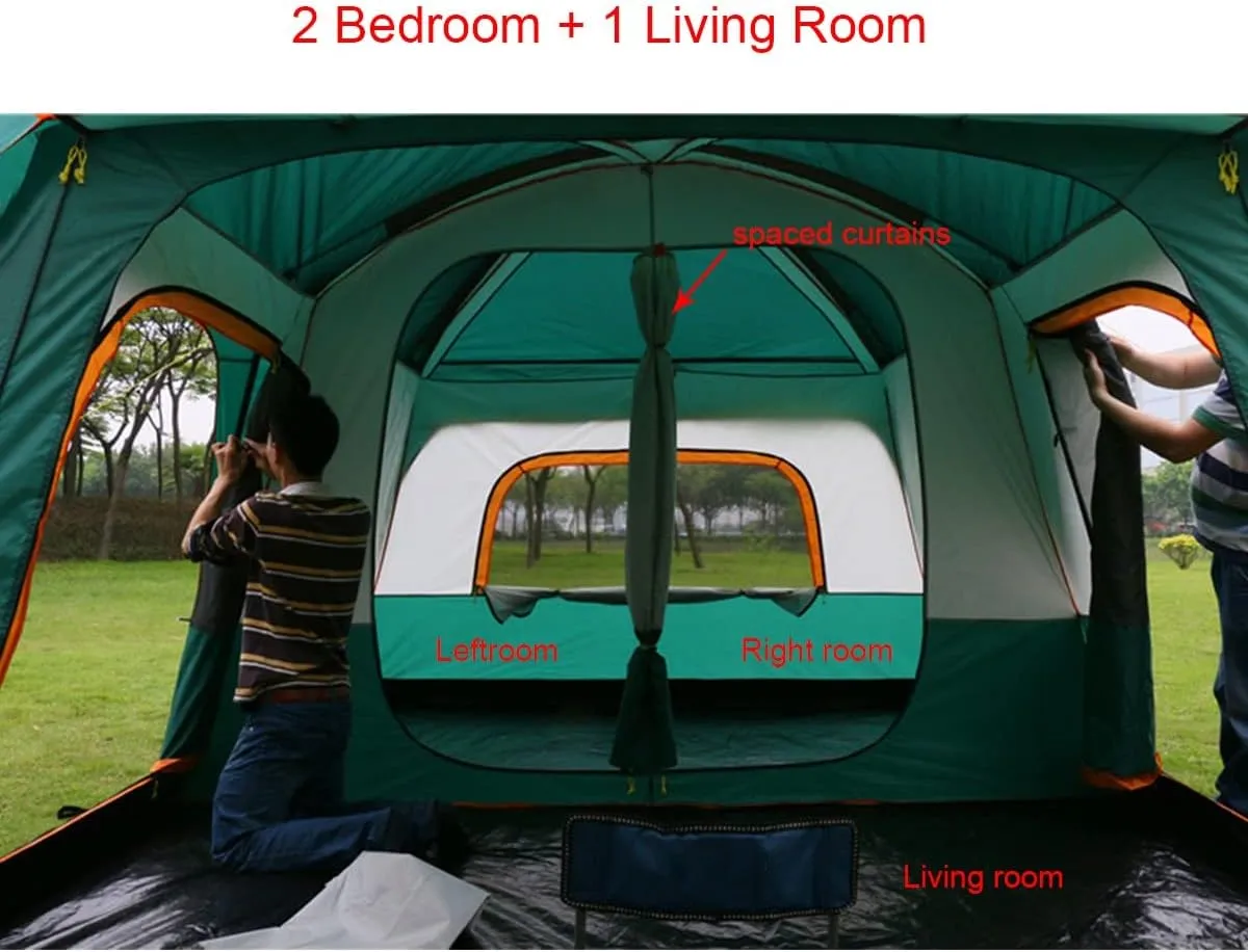 Waterproof Camping Tent,Family Tent with 3 Room 8-12 Person Large Tent 2 Bedroom Family Tent & Sun Shelter,Festival Essential for Outdoor Garden