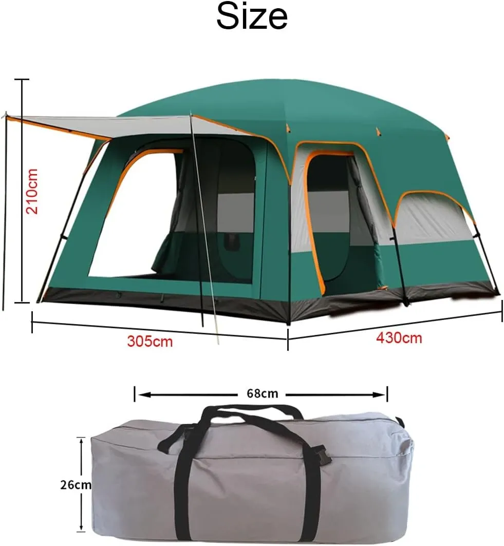 Waterproof Camping Tent,Family Tent with 3 Room 8-12 Person Large Tent 2 Bedroom Family Tent & Sun Shelter,Festival Essential for Outdoor Garden