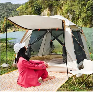 Waterproof Tents for Camping 4 Man Waterproof,Double Doors and Four Windows Instant Dome Tent Light Sturdy Waterproof Tent for Camping, Hiking, Mountaineering