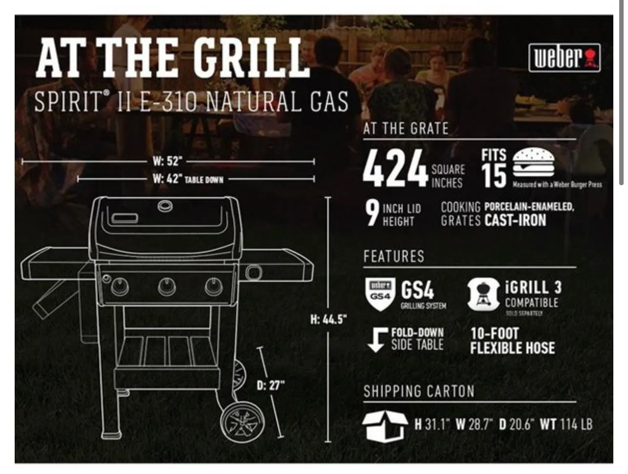 WEBER - Q 2000 Portable Propane Gas Grill - Titanium - 53060001