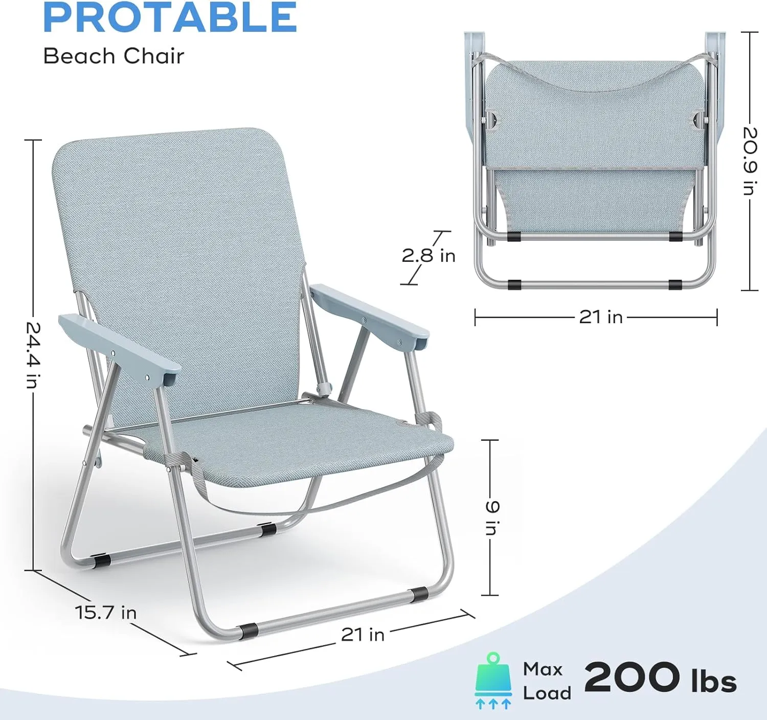 Wide Seat Folding Beach Chair, Outdoor Camping Chairs for Adults, Patio Lawn Webbed Chair for Camping, Yard, Garden Dining, Picnic, BBQ