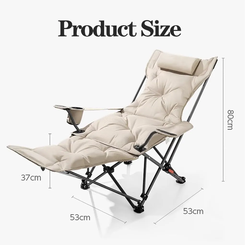 WIGSELBL Padded Folding Recliner Chair Reclining Camping Chairs with Detachable Footrest,Adjustable Backrest,Storage Bag,Cup Holder,Outdoor Lawn Chair for Fishing(Green)