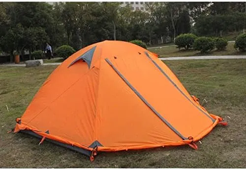 Winter Tent with Snow Skirt!2-3Persons Aluminum Pole Double Layer 2Doors Windproof Big Rain Proof Professional Camping Tent (Color : E) (D One Size)