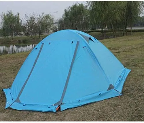 Winter Tent with Snow Skirt!2-3Persons Aluminum Pole Double Layer 2Doors Windproof Big Rain Proof Professional Camping Tent (Color : E) (D One Size)