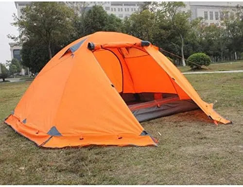 Winter Tent with Snow Skirt!2-3Persons Aluminum Pole Double Layer 2Doors Windproof Big Rain Proof Professional Camping Tent (Color : E) (D One Size)