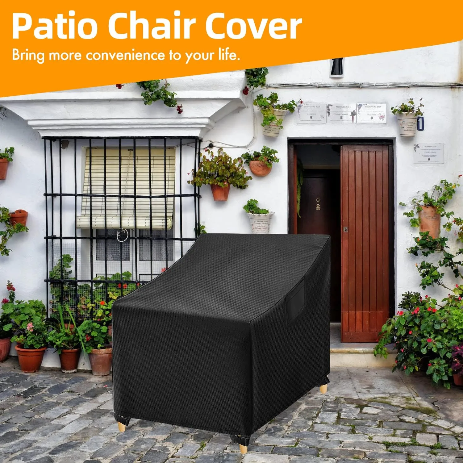 WLEAFJ Outdoor Chair Covers Waterproof, Black Lawn Patio Furniture Covers, Heavy Duty Patio Lounge Deep Seat Cover, 2 Pack - 36" W x 37" D x 36" H