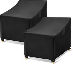 WLEAFJ Outdoor Chair Covers Waterproof, Black Lawn Patio Furniture Covers, Heavy Duty Patio Lounge Deep Seat Cover, 2 Pack - 36" W x 37" D x 36" H