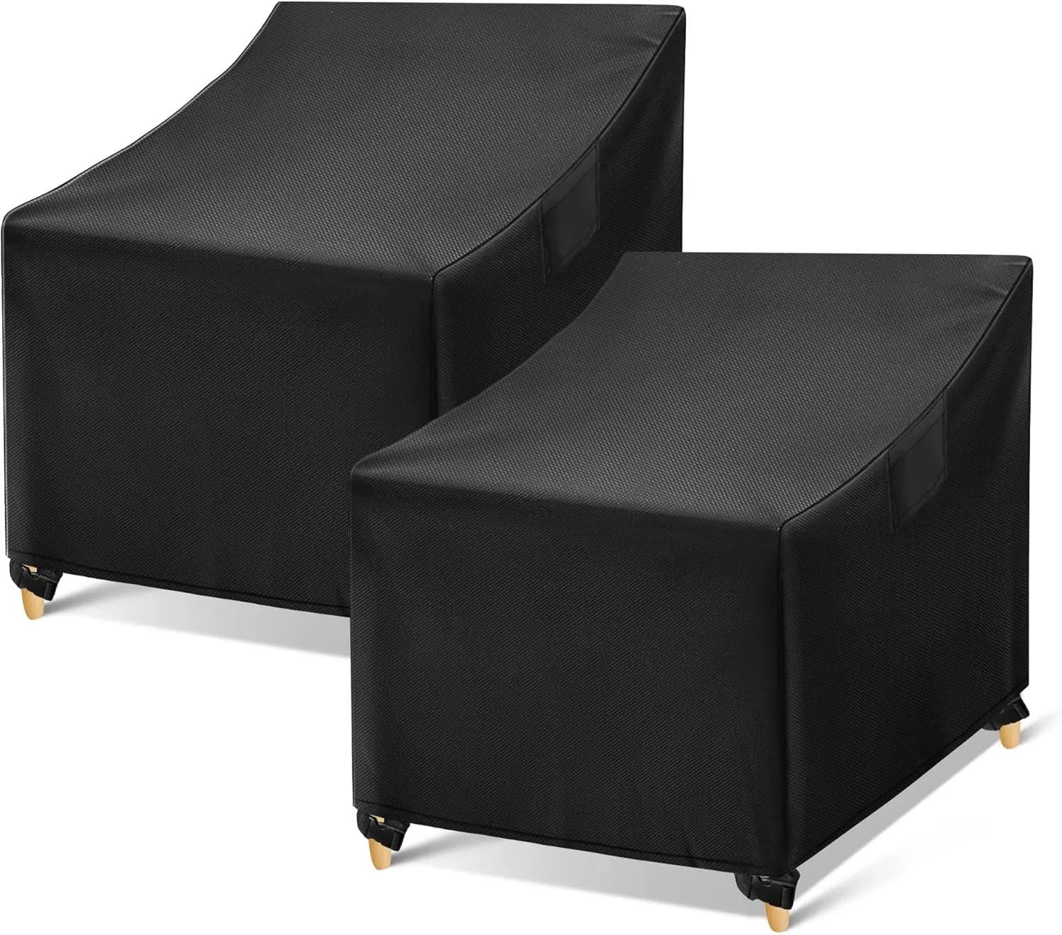 WLEAFJ Outdoor Chair Covers Waterproof, Black Lawn Patio Furniture Covers, Heavy Duty Patio Lounge Deep Seat Cover, 2 Pack - 36" W x 37" D x 36" H