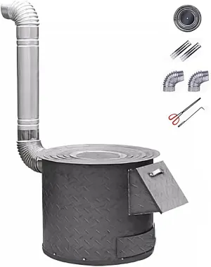 Wood Burning Stove Indoor, Camping Stoves Portable with Chimney Pipe, Load Capacity 500kg, 2.7mm Thickened Steel Plate for Cooking and Heating(35 * 35 * 40cm)